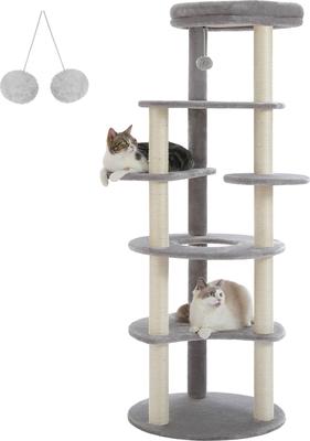 Show full view: PAWZ Road Indoor 61-in Tall Polyester Cat Tree Tower, Large, Gray slide 9 of 10
