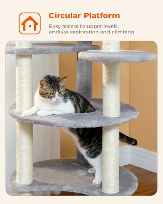 Show full view: PAWZ Road Indoor 61-in Tall Polyester Cat Tree Tower, Large, Gray slide 6 of 10