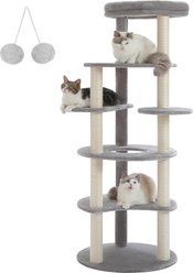 PAWZ Road Indoor 61-in Tall Polyester Cat Tree Tower, Large, Gray