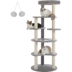 PAWZ Road Indoor 61-in Tall Polyester Cat Tree Tower, Large, Gray