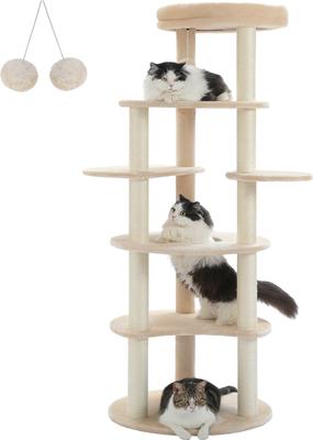 Show full view: PAWZ Road Indoor 61-in Tall Polyester Cat Tree Tower, Large, Beige slide 9 of 10