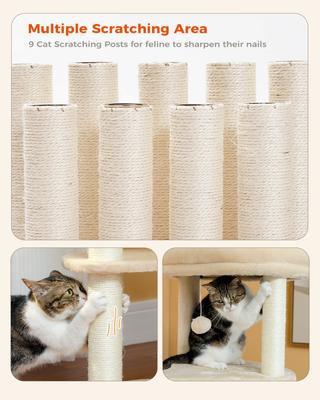 Show full view: PAWZ Road Indoor 61-in Tall Polyester Cat Tree Tower, Large, Beige slide 5 of 10