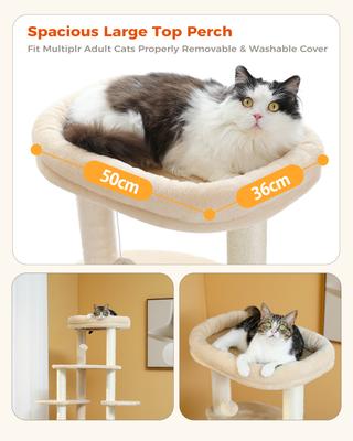 Show full view: PAWZ Road Indoor 61-in Tall Polyester Cat Tree Tower, Large, Beige slide 6 of 10