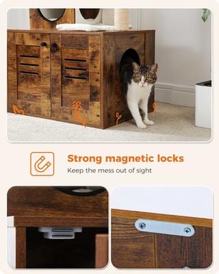 Show full view: PAWZ Road 50-in Polyester Cat Tree with Litter Box Enclosure & 2 Condos, Brown slide 4 of 9