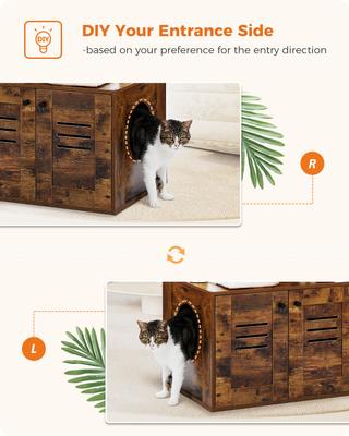 Show full view: PAWZ Road 50-in Polyester Cat Tree with Litter Box Enclosure & 2 Condos, Brown slide 5 of 9