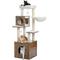 Show in main carousel: PAWZ Road 57.5-in Polyester Wood Cat Tree Tower with Litter Box Enclosure & 2 Condos, Medium, Brown slide 8 of 9