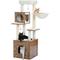 Show in main carousel: PAWZ Road 57.5-in Polyester Wood Cat Tree Tower with Litter Box Enclosure & 2 Condos, Medium, Brown slide 1 of 9