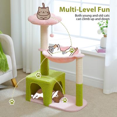 Show full view: PAWZ Road 35-in Polyester Flower Cat Tree with Large Metal Hammock & Condo, Small, Green slide 5 of 9