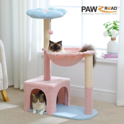 Show full view: PAWZ Road 35-in Polyester Flower Cat Tree with Large Metal Hammock & Condo, Small, Pink slide 9 of 11