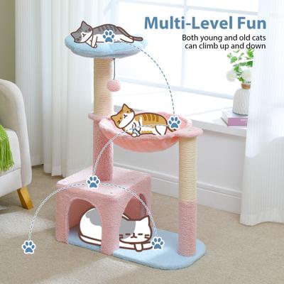 Show full view: PAWZ Road 35-in Polyester Flower Cat Tree with Large Metal Hammock & Condo, Small, Pink slide 10 of 11