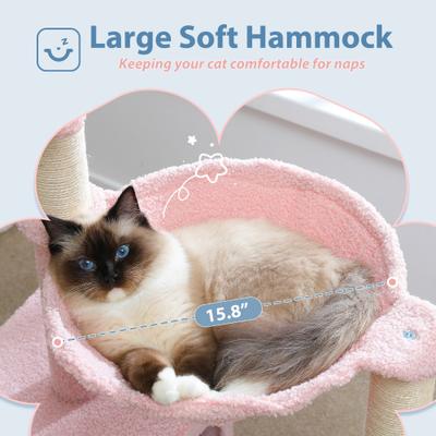 Show full view: PAWZ Road 35-in Polyester Flower Cat Tree with Large Metal Hammock & Condo, Small, Pink slide 4 of 11