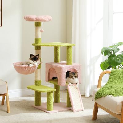 Show full view: PAWZ Road 47.2-in Polyester Flower Cat Tree with Large Metal Hammock & Condo, Medium, Green slide 8 of 10