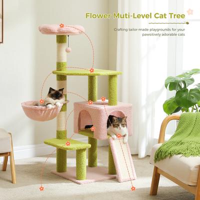 Show full view: PAWZ Road 47.2-in Polyester Flower Cat Tree with Large Metal Hammock & Condo, Medium, Green slide 6 of 10