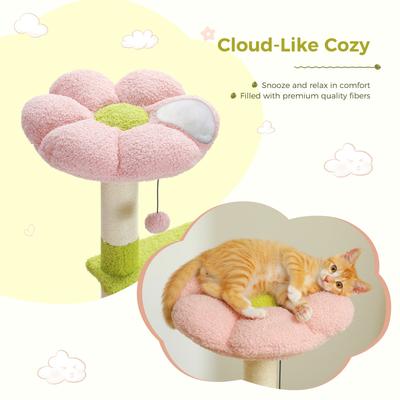 Show full view: PAWZ Road 47.2-in Polyester Flower Cat Tree with Large Metal Hammock & Condo, Medium, Green slide 3 of 10