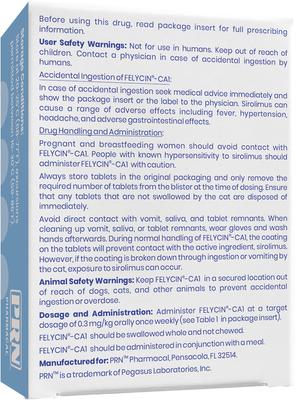 Show full view: Felycin-CA1 (sirolimus delayed-release tablets) for Cats, 1.2-mg, 12 Tablets slide 2 of 8