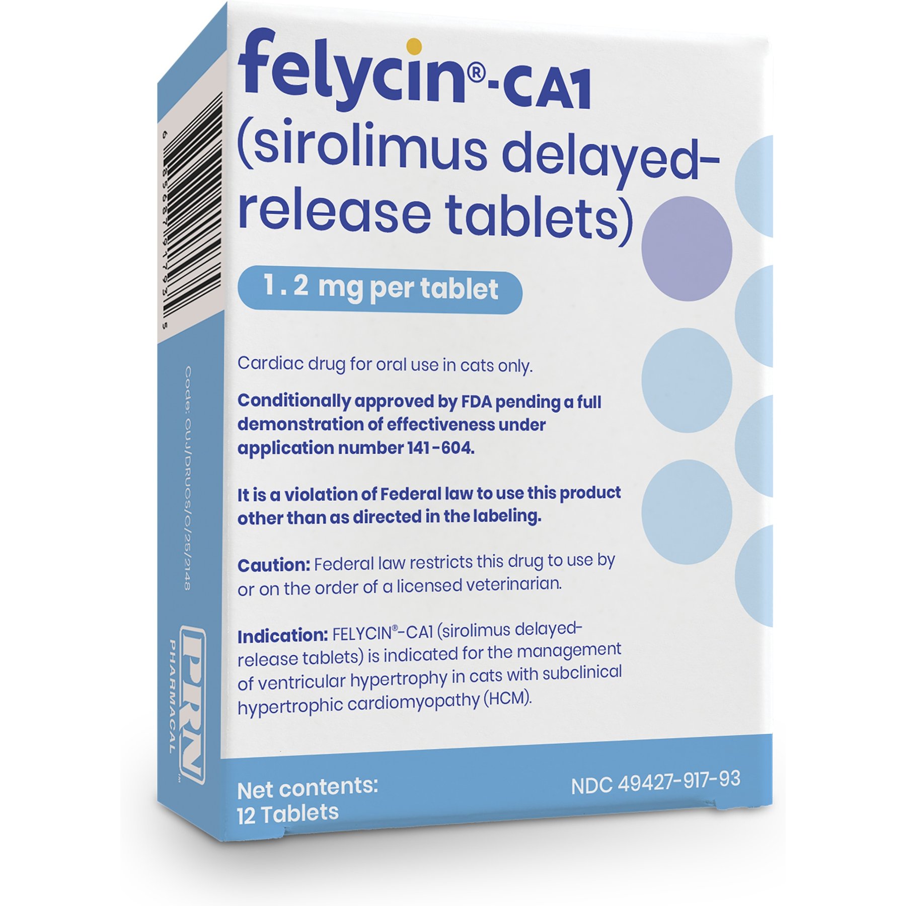 Felycin-CA1 (sirolimus delayed-release tablets) for Cats, 1.2-mg, 24 Tablets