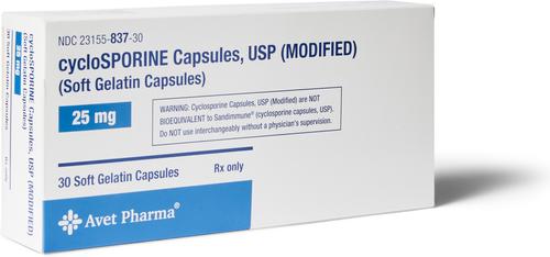 Show full view: Cyclosporine (Generic) Modified Capsules for Dogs, 25-mg, 120 capsules slide 3 of 8
