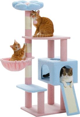 Show full view: PAWZ Road 47.2-in Polyester Flower Cat Tree with Large Metal Hammock & Condo, Medium, Pink slide 8 of 9