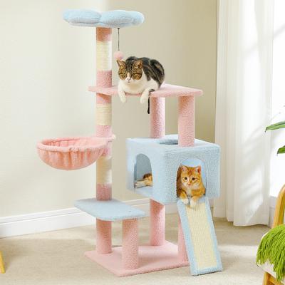 Show full view: PAWZ Road 47.2-in Polyester Flower Cat Tree with Large Metal Hammock & Condo, Medium, Pink slide 7 of 9