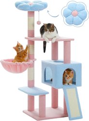 PAWZ Road 47.2-in Polyester Flower Cat Tree with Large Metal Hammock & Condo, Medium, Pink
