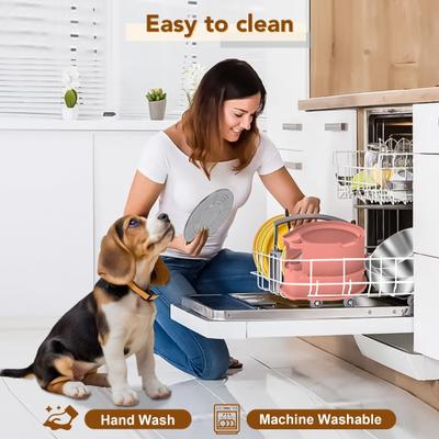 Show full view: UPSKY 304 Metal Dual Food & Water Functional Stainless Steel Anti-Skid Dog & Cat Bowl Set with Lids, Pink slide 8 of 10