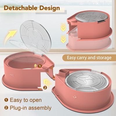 Show full view: UPSKY 304 Metal Dual Food & Water Functional Stainless Steel Anti-Skid Dog & Cat Bowl Set with Lids, Pink slide 6 of 10