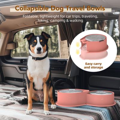 Show full view: UPSKY 304 Metal Dual Food & Water Functional Stainless Steel Anti-Skid Dog & Cat Bowl Set with Lids, Pink slide 2 of 10