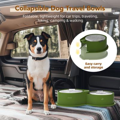 Show full view: UPSKY 304 Metal Dual Food & Water Functional Stainless Steel Anti-Skid Dog & Cat Bowl Set with Lids, Green slide 3 of 11