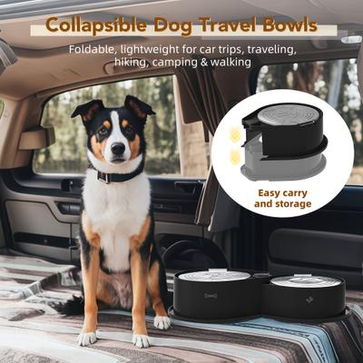 Show full view: UPSKY 304 Metal Dual Food & Water Functional Stainless Steel Anti-Skid Dog & Cat Bowl Set with Lids, Black slide 2 of 10