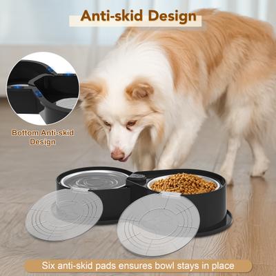 Show full view: UPSKY 304 Metal Dual Food & Water Functional Stainless Steel Anti-Skid Dog & Cat Bowl Set with Lids, Black slide 7 of 10