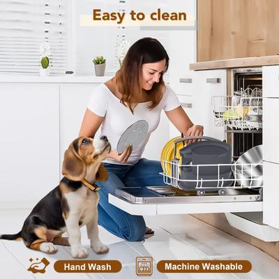 Show full view: UPSKY 304 Metal Dual Food & Water Functional Stainless Steel Anti-Skid Dog & Cat Bowl Set with Lids, Grey slide 8 of 10