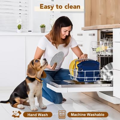 Show full view: UPSKY 304 Metal Dual Food & Water Functional Stainless Steel Anti-Skid Dog & Cat Bowl Set with Lids, Blue slide 8 of 10