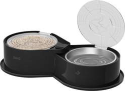 UPSKY 304 Metal Dual Food & Water Functional Stainless Steel Anti-Skid Dog & Cat Bowl Set with Lids, Black