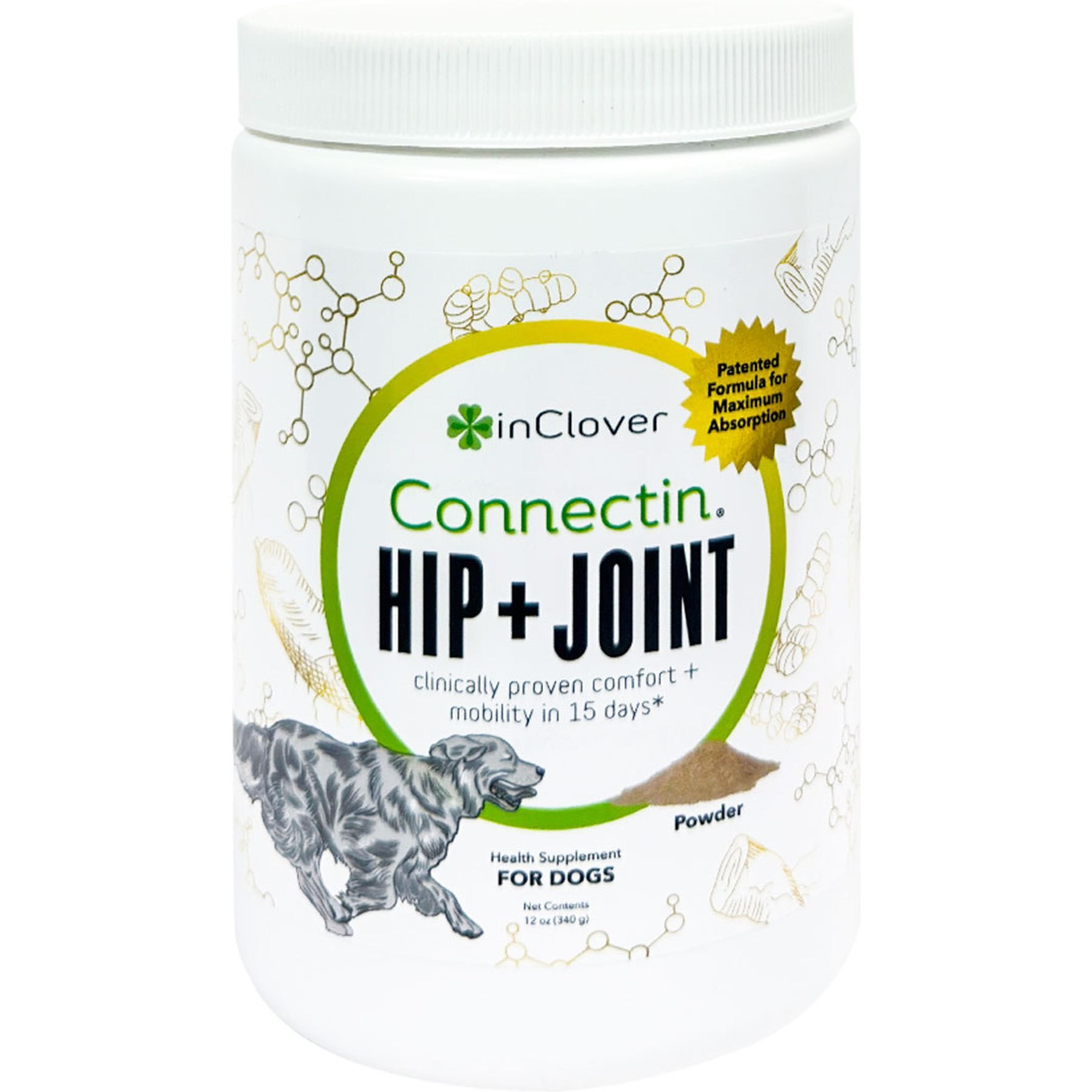 InClover Canine Connectin Hip & Joint Glucosamine Powder Supplement for Dogs, 12-oz bottle