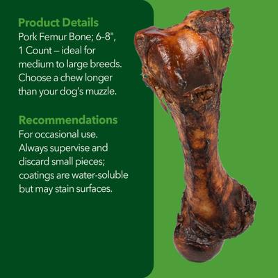 Show full view: Pet Factory Real Chewz 6 to 8-inch Pork Femur Bone Chewy Dog Treats, 1 count slide 5 of 6