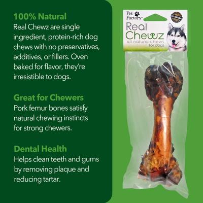 Show full view: Pet Factory Real Chewz 6 to 8-inch Pork Femur Bone Chewy Dog Treats, 1 count slide 4 of 6