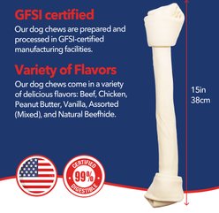 Pet Factory Beefhide 15 to 17-inch Knotted Bone Natural Flavored Chewy Dog Treat, 1 count slide 2 of 4