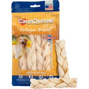 Pet Factory CareChewz Collagen 6 to 7-inch Skinny Braided Sticks Natural Flavored Chewy Dog Treats, 5 count