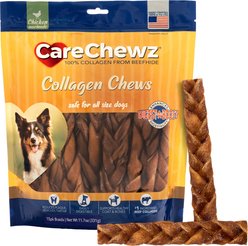 Pet Factory CareChewz 6 to 7-inch Collagen Braid Chicken Flavored Dog Hard Chews, 15 count