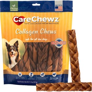 Pet Factory CareChewz 6 to 7-inch Collagen Braid Chicken Flavored Dog Hard Chews, 15 count