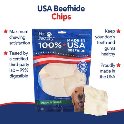 Show full view: Pet Factory Beefhide Chips Natural Flavored Dog Hard Chews, 8-oz bag slide 4 of 10