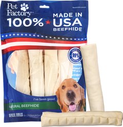 Pet Factory Beefhide 8-inch Rolls Natural Flavored Dog Hard Chews, 10 count