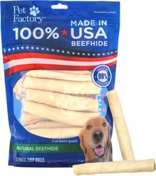 Pet Factory Beefhide 5-inch Chip Rolls Natural Flavored Dog Hard Chews, 22 count