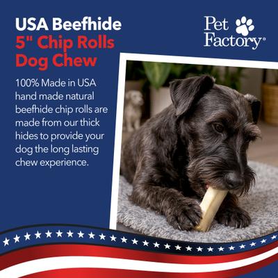 Show full view: Pet Factory Beefhide 5-inch Chip Rolls Natural Flavored Dog Hard Chews, 22 count slide 3 of 11