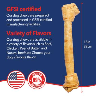 Show full view: Pet Factory Beefhide 15-inch Chicken Flavored Dog Bones, 1 count slide 5 of 10
