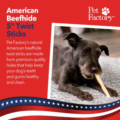 Show full view: Pet Factory Beefhide 5-inch Twist Sticks Natural Flavored Dog Hard Chews, 1-lb bag slide 3 of 11