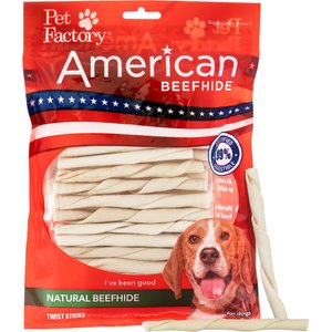 Pet Factory Beefhide 5-inch Twist Sticks Natural Flavored Dog Hard Chews, 1-lb bag