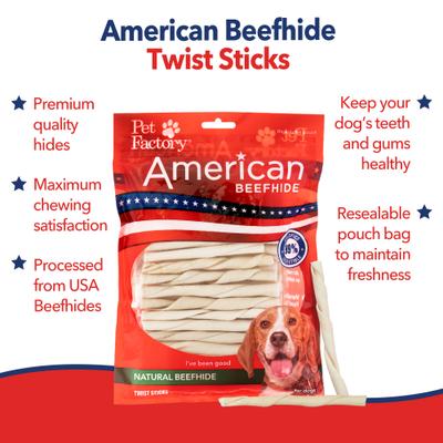 Show full view: Pet Factory Beefhide 5-inch Twist Sticks Natural Flavored Dog Hard Chews, 1-lb bag slide 4 of 11
