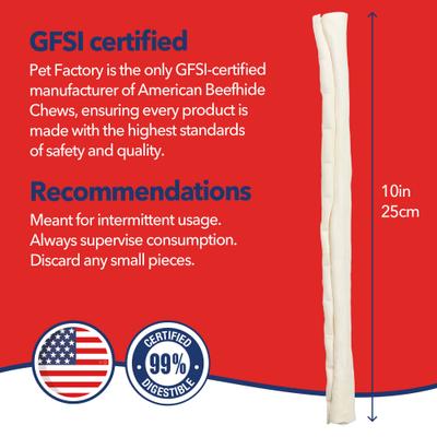 Show full view: Pet Factory Beefhide Thin Rolls 10-inch Natural Flavored Dog Hard Chews, 35 count slide 5 of 10