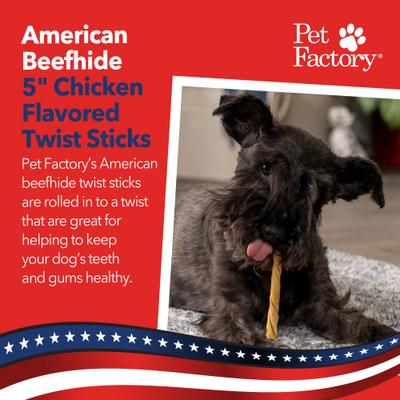 Show full view: Pet Factory Beefhide 5-inch Twist Sticks Chicken Flavored Dog Hard Chews, 1-lb bag slide 3 of 10